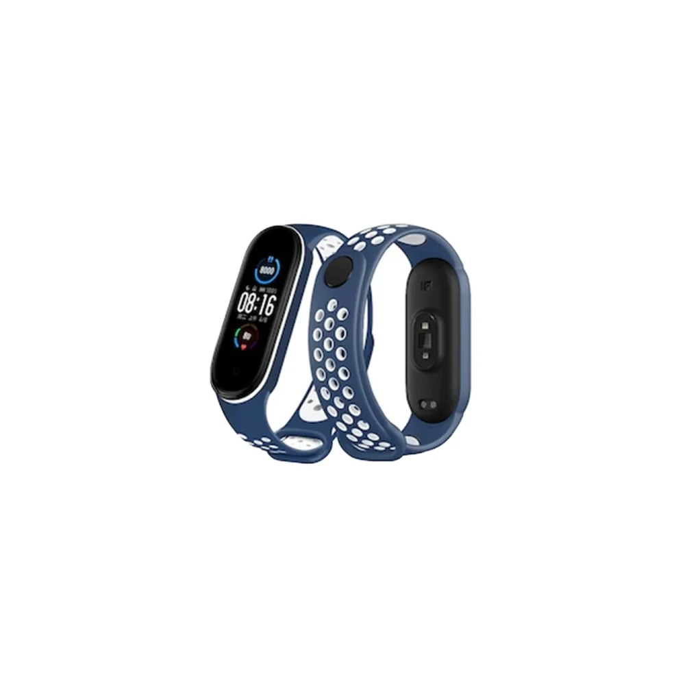 Xiaomi Mi Band 4 Spor Delikli Kordon - Lacivert-Beyaz