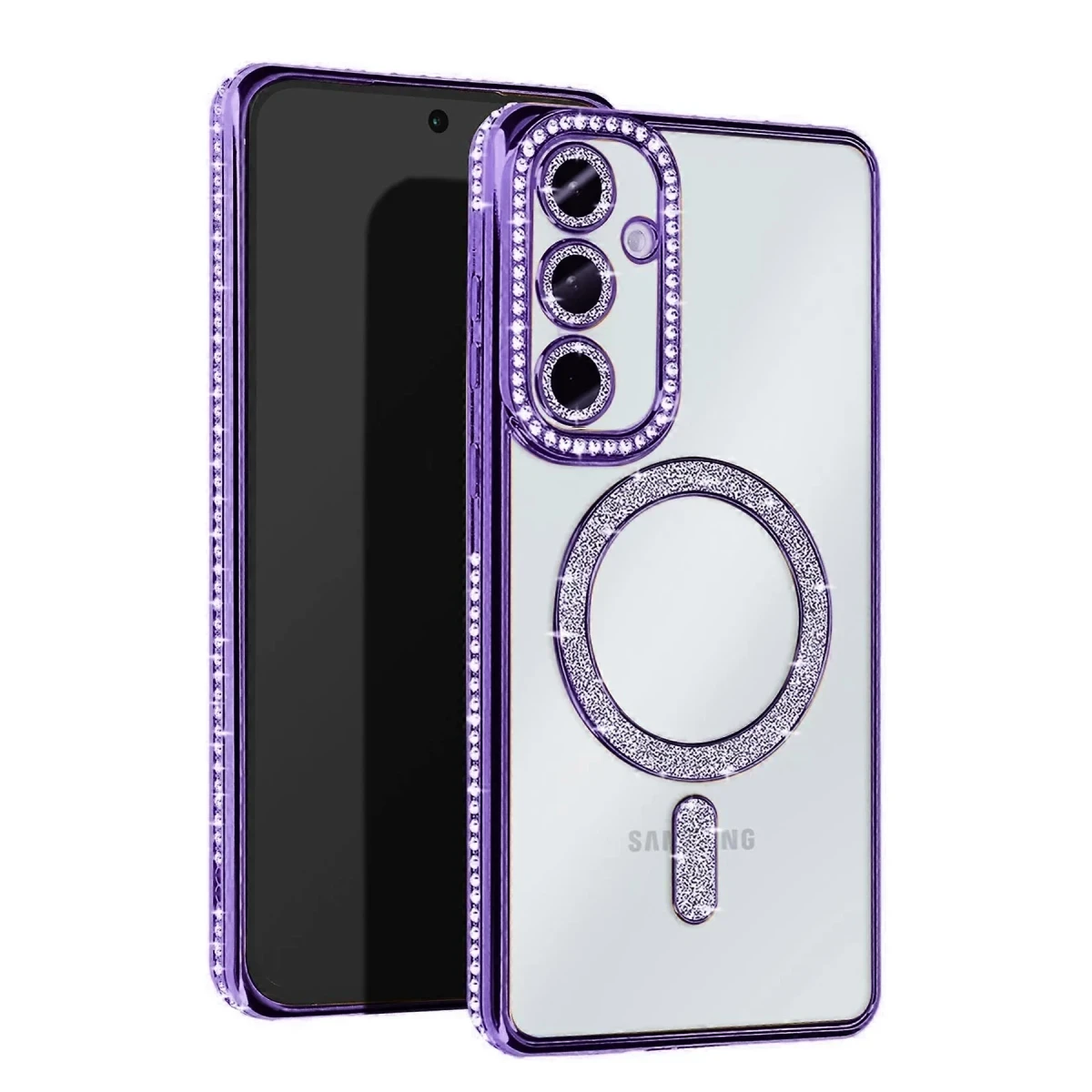 Samsung Galaxy A25 5G Joke Simli Magneticsafe Kılıf - Derin Mor