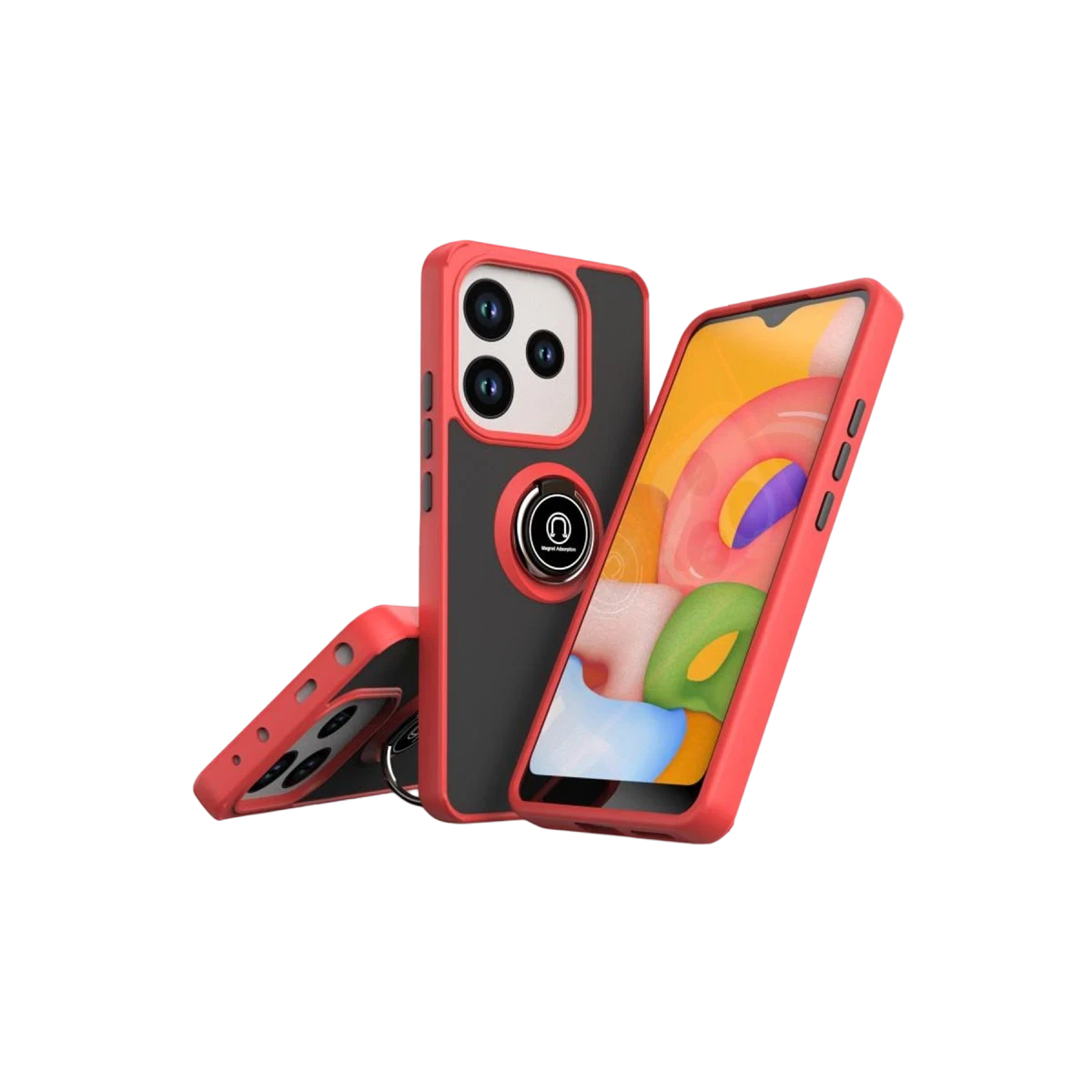 Xiaomi Redmi Note 14 4G Montreal Yüzüklü Silikon Kapak - Kırmızı