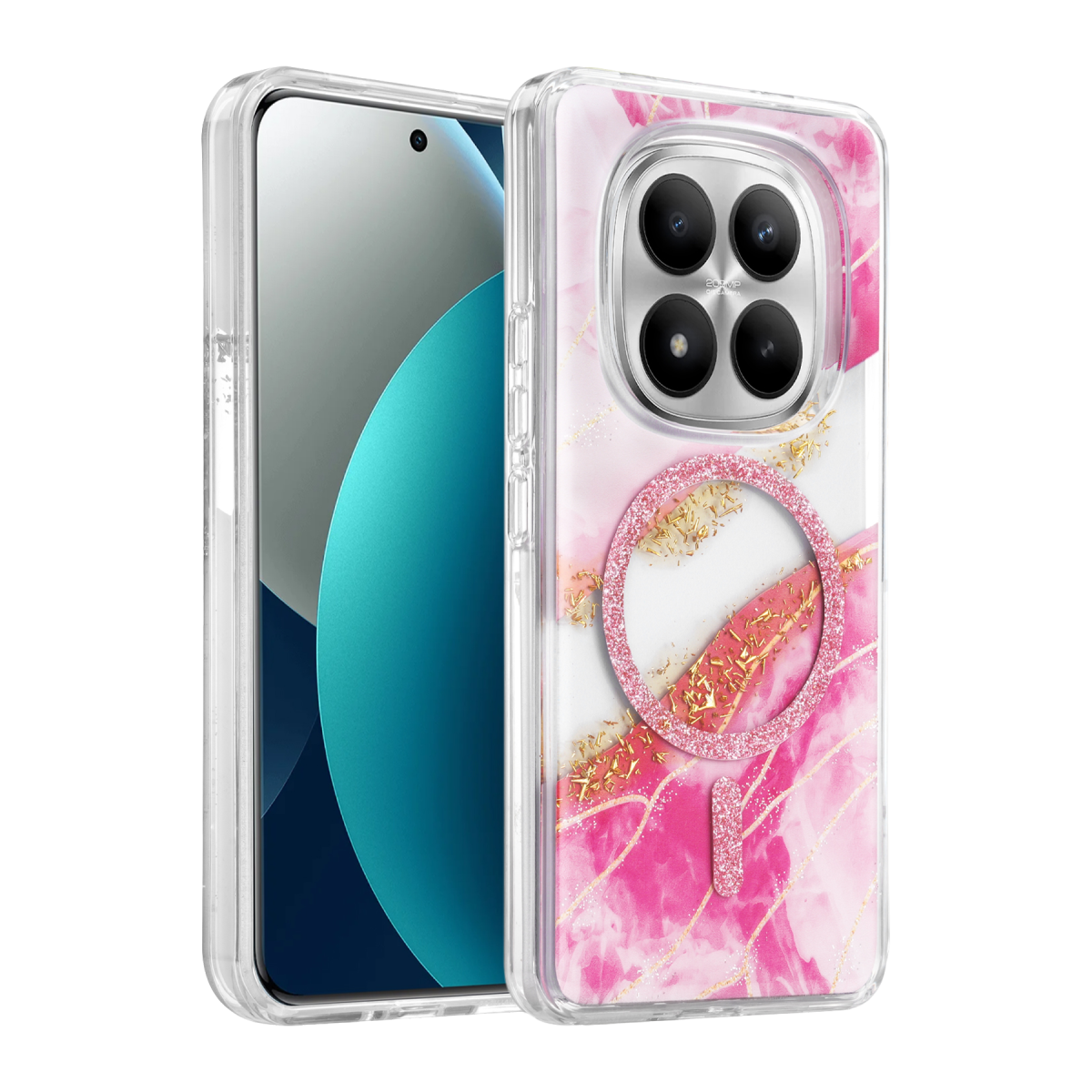Onegif Xiaomi Redmi Note 15 Pro 4G Lotus Simli Magsafe Kapak - Pembe