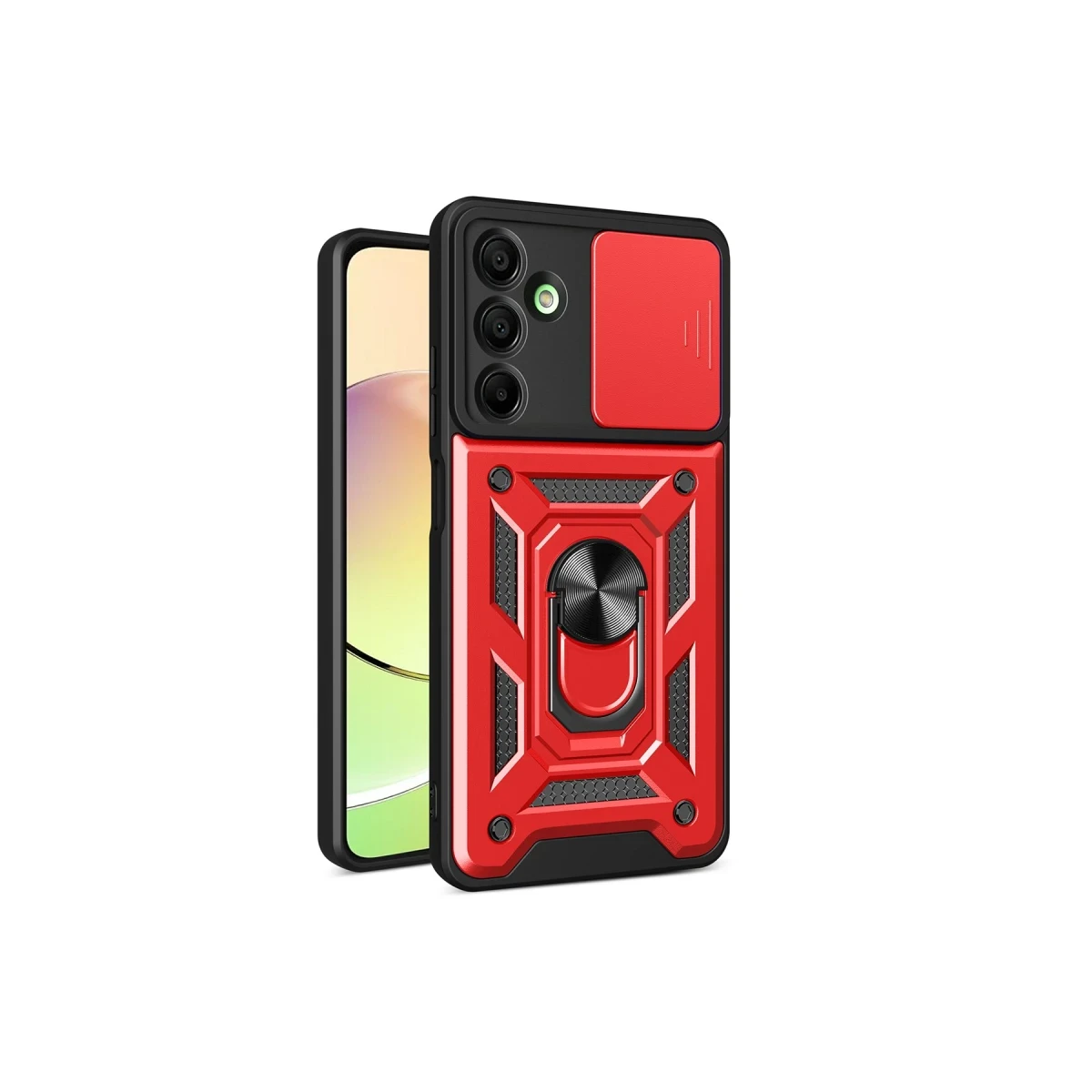 Samsung Galaxy A16 5G Kılıf Pars Lens Yüzüklü Silikon - Kırmızı