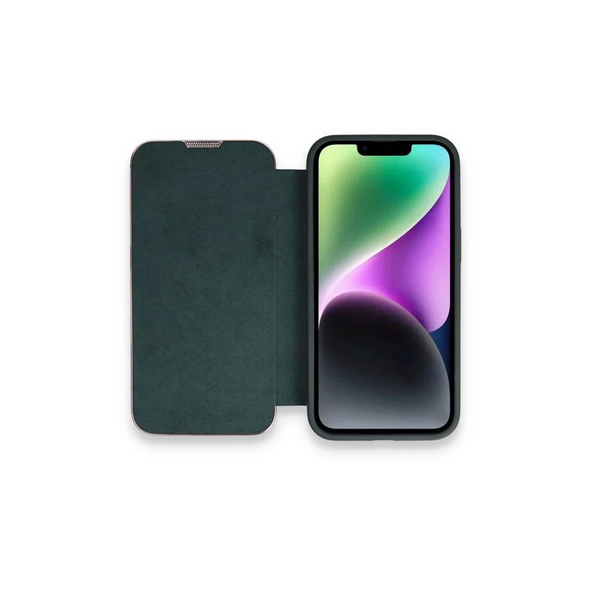 Apple iPhone 13 Pro Max Kılıf Dolpin Kapaklı - Koyu Yeşil
