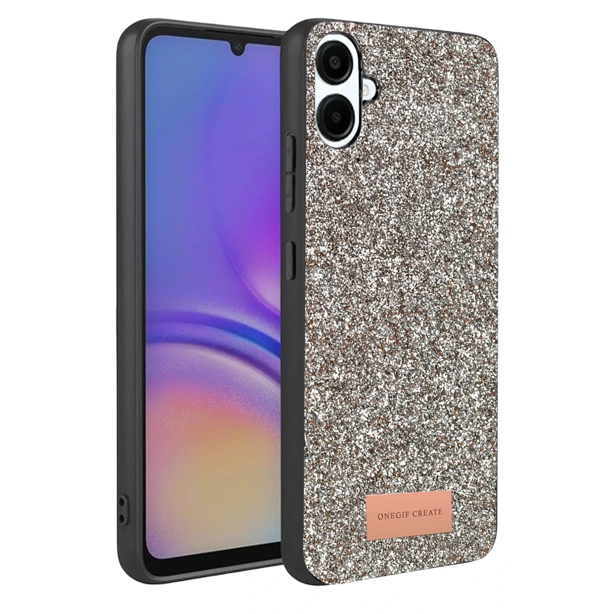 Onegif Samsung Galaxy A07 4G Bright Simli Kapak - Gümüş