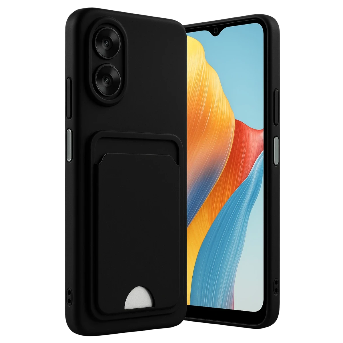 Oppo A38 Kılıf Kelvin Kartvizitli Silikon - Siyah