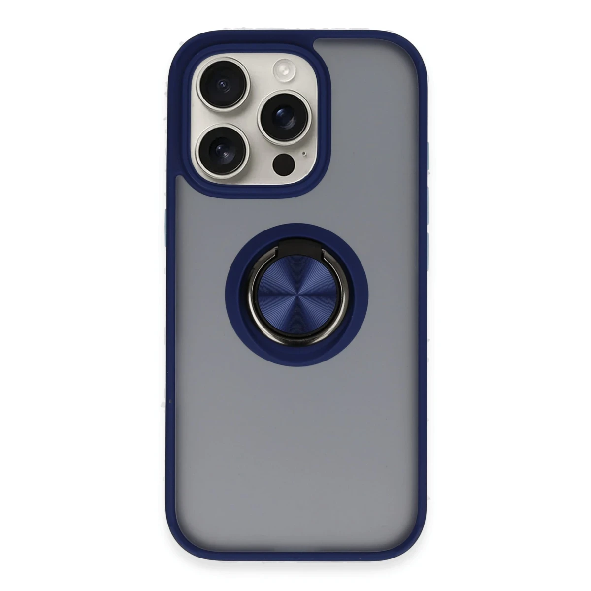 Apple iPhone 16 Pro Max Kılıf Montreal Yüzüklü Silikon Kapak - Lacivert