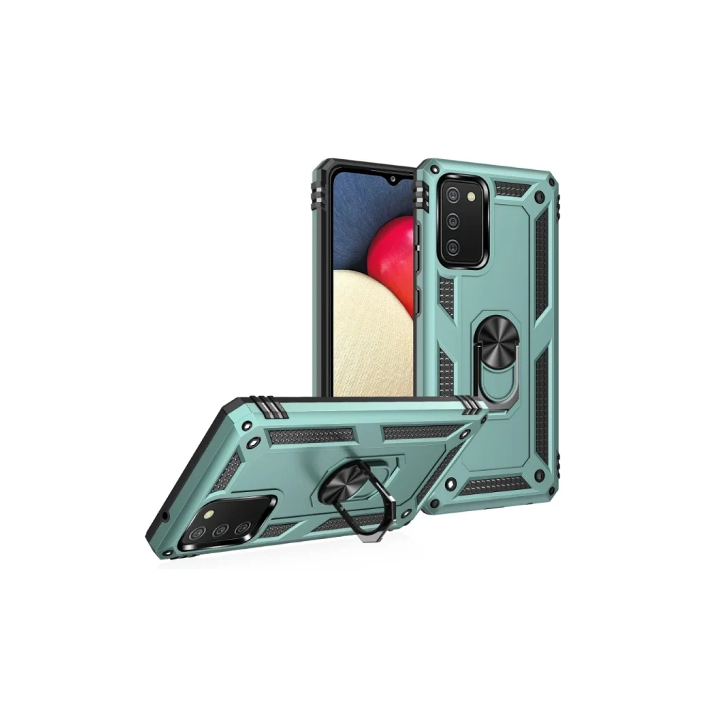 Samsung Galaxy A02S Kılıf Sofya Yüzüklü Silikon Kapak - Yeşil