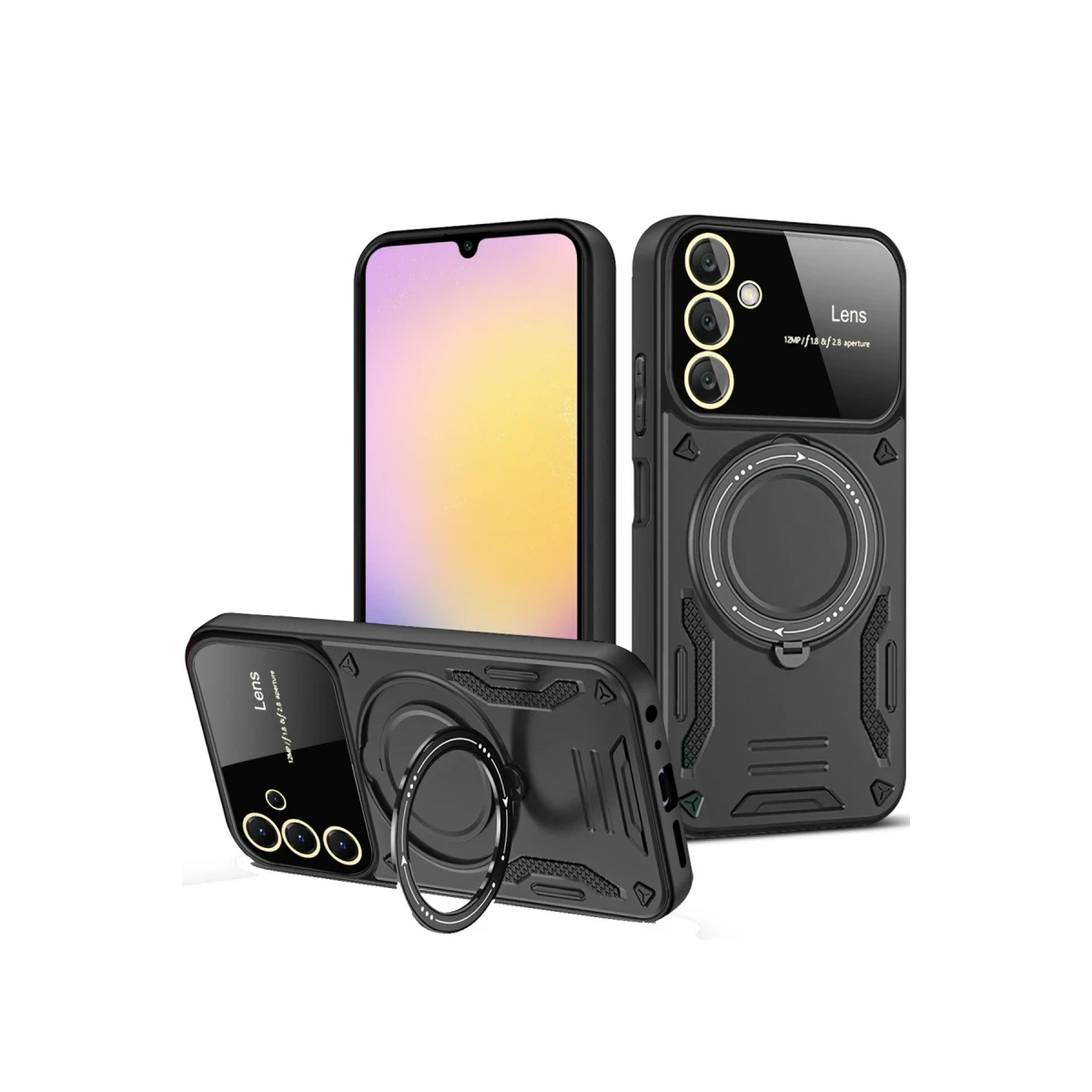 Samsung Galaxy A26 Kılıf Joy Lens Standlı Kapak - Siyah