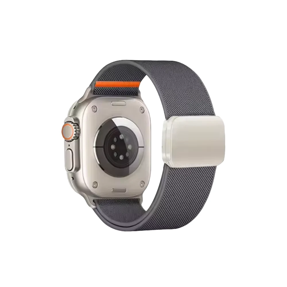 Apple Watch Ultra 49mm Nylon Manyetik Kordon - Gri
