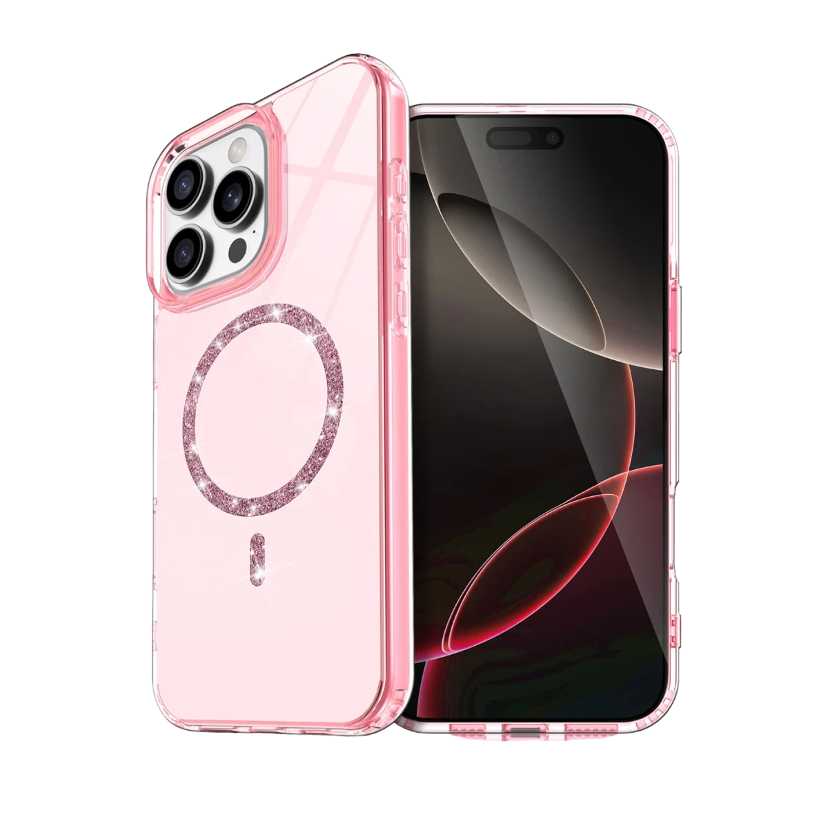 Apple iPhone 14 Pro Max Live Diamond Magsafe Kapak - Pembe
