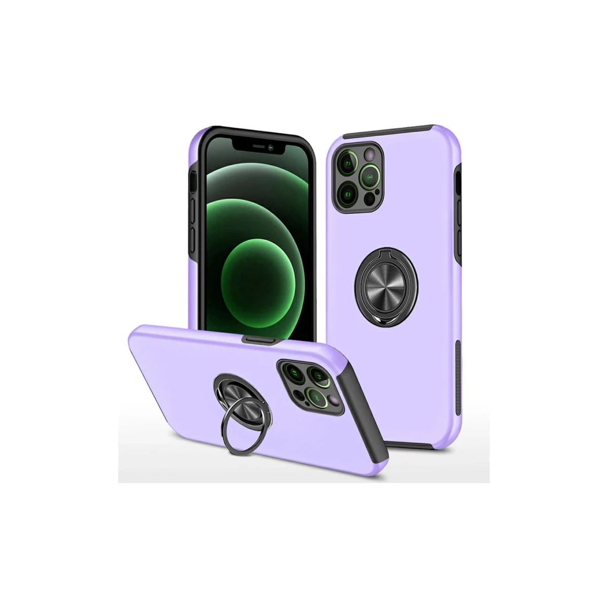 Apple iPhone 12 Pro Kılıf Elit Yüzüklü Kapak - Mor