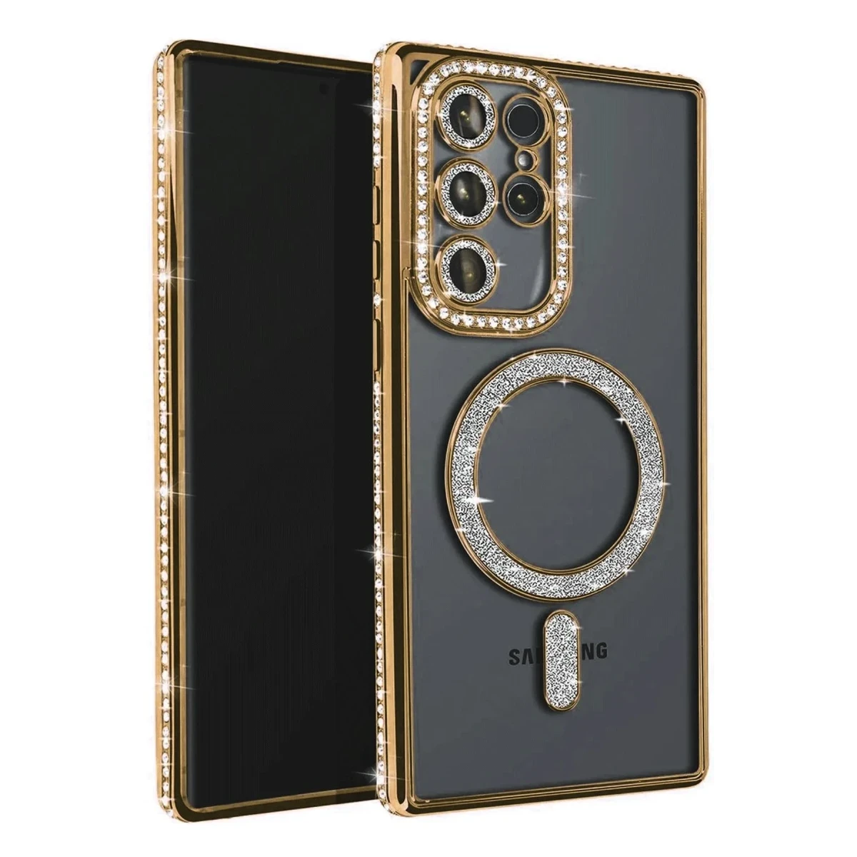 Samsung Galaxy S23 Ultra Joke Simli Magneticsafe Kılıf - Gold