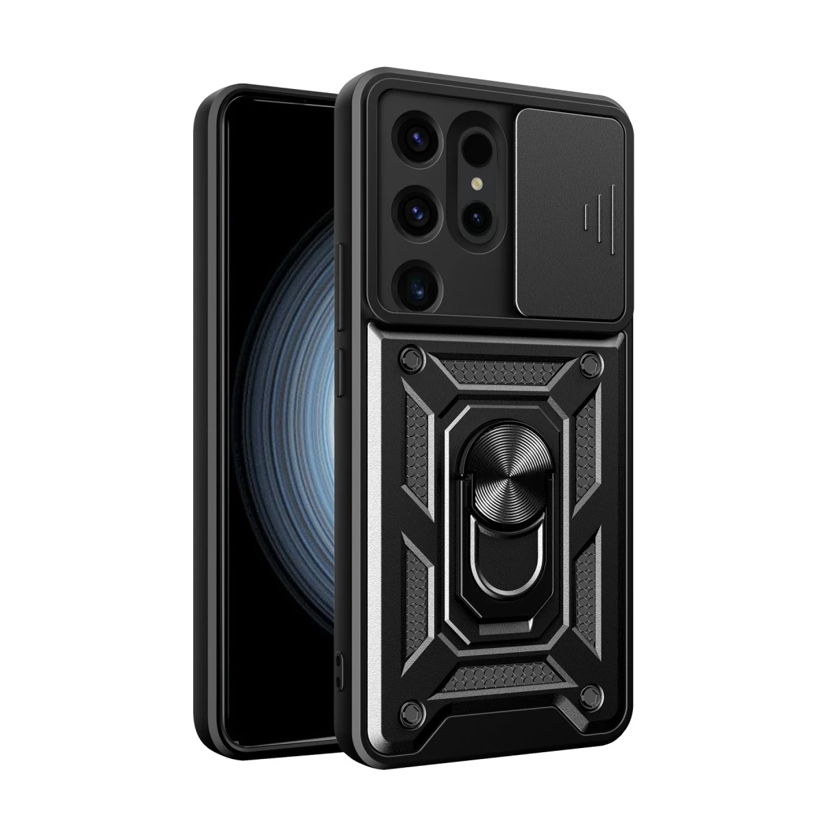 Samsung Galaxy S24 Ultra Kılıf Pars Lens Yüzüklü Silikon - Siyah