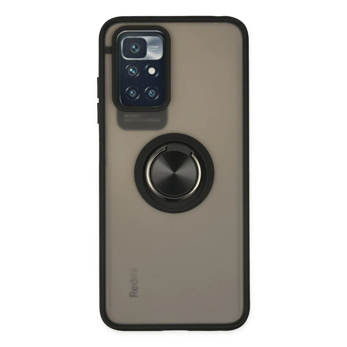 Xiaomi Redmi 10 2022 Kılıf Montreal Yüzüklü Silikon Kapak - Siyah