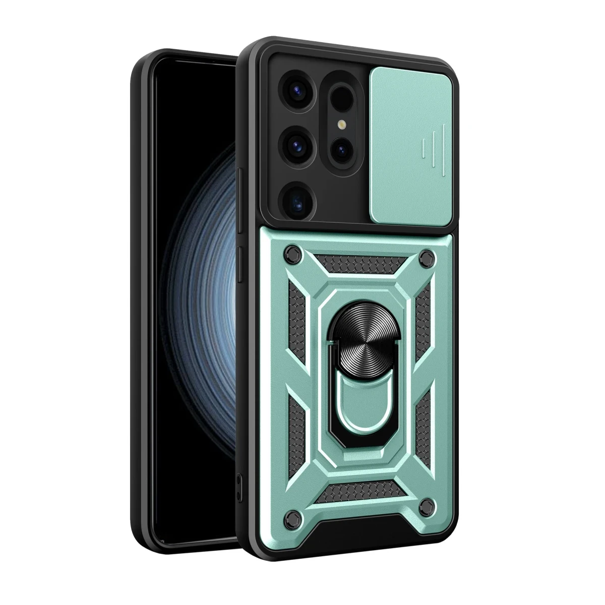 Samsung Galaxy S24 Ultra Kılıf Pars Lens Yüzüklü Silikon - Yeşil