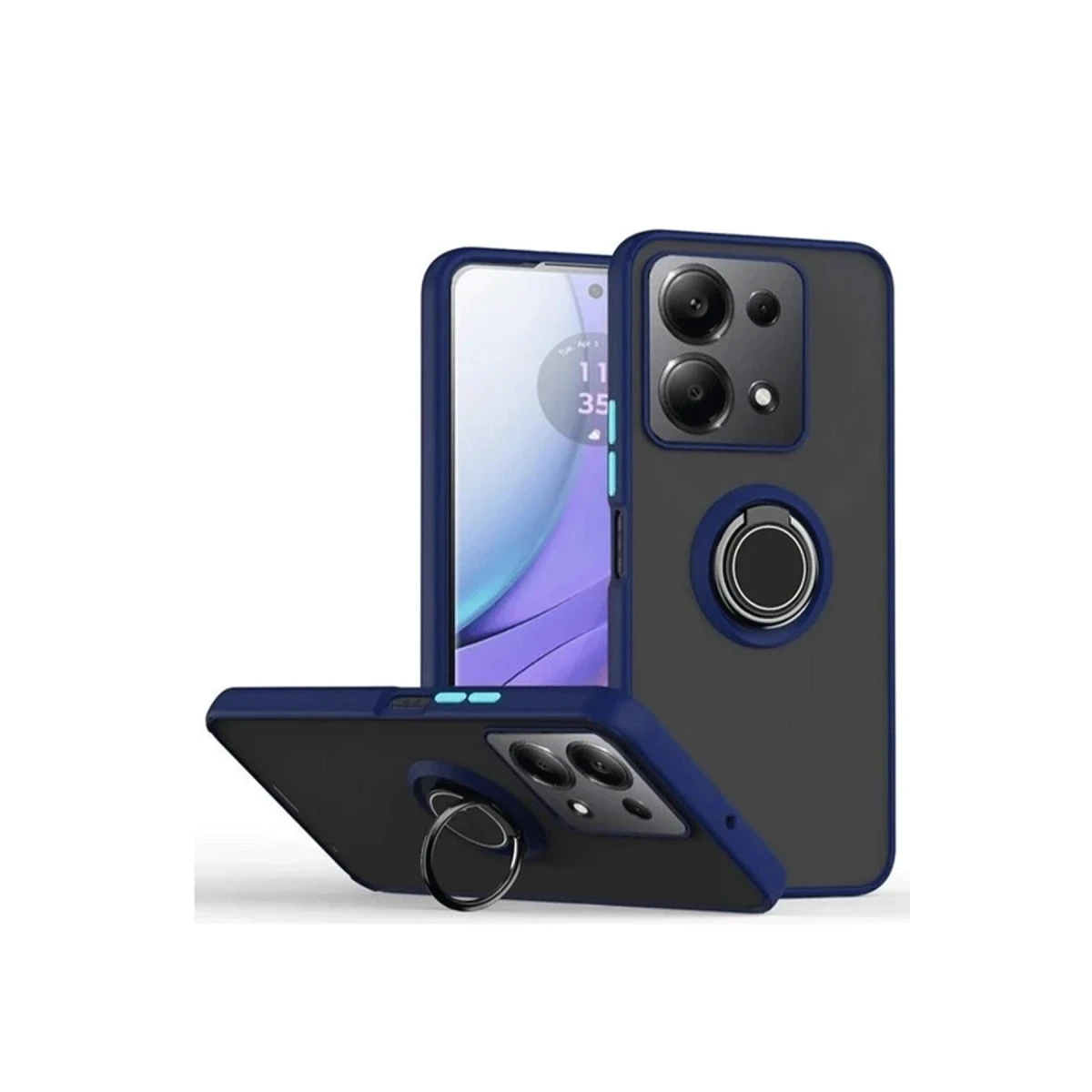 Xiaomi Redmi Note 13 Pro 5G Kılıf Montreal Yüzüklü Silikon Kapak - Lacivert