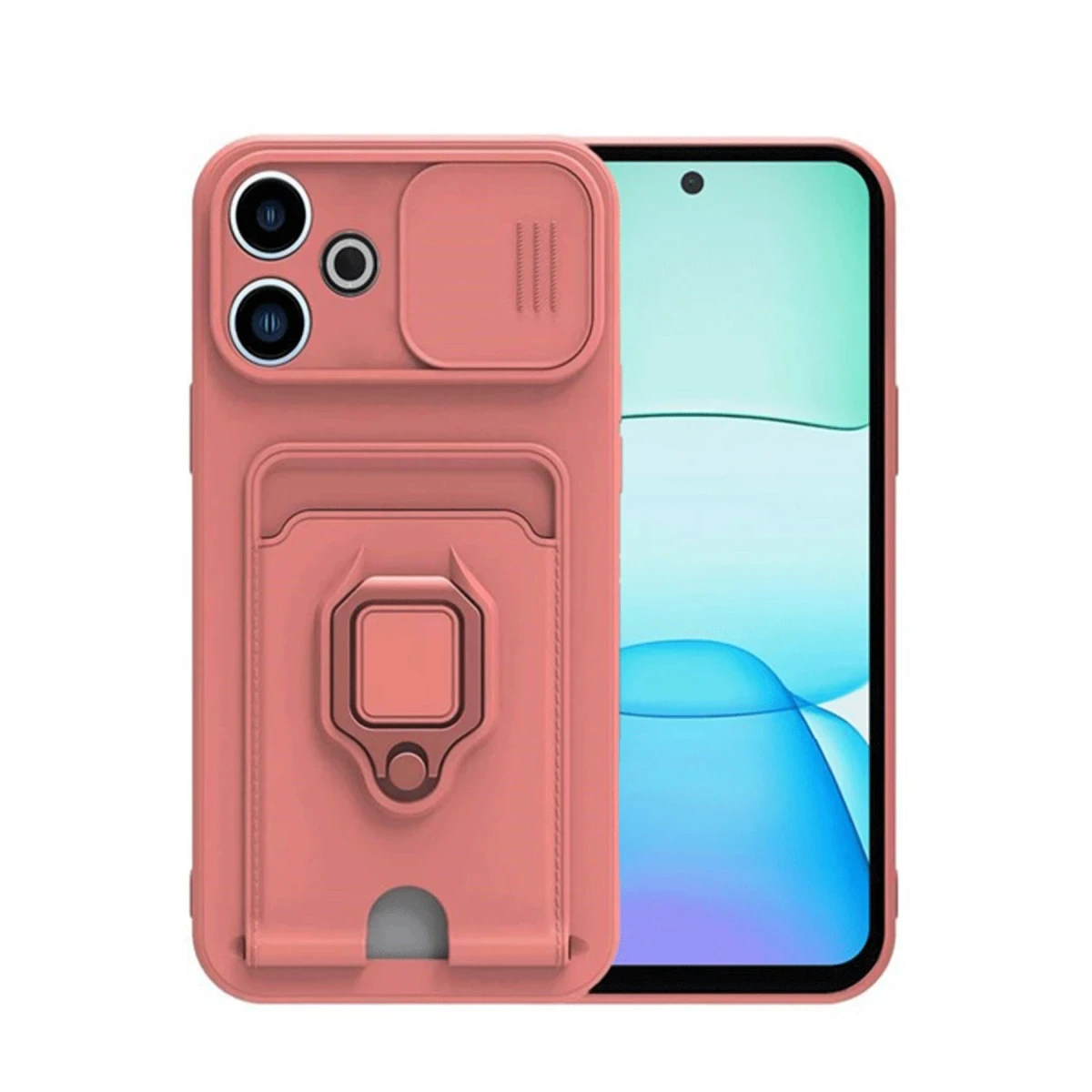 Xiaomi Redmi 13 4G Kılıf Zuma Kartvizitli Yüzüklü Silikon - Pembe