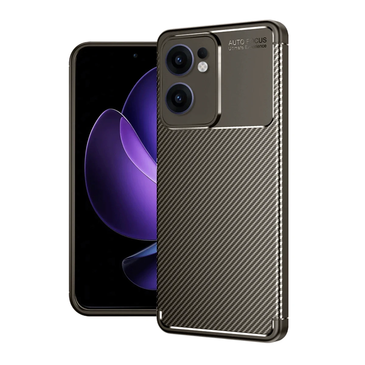 Oppo Reno 13F Kılıf Auto Focus Karbon Kapak - Kahverengi