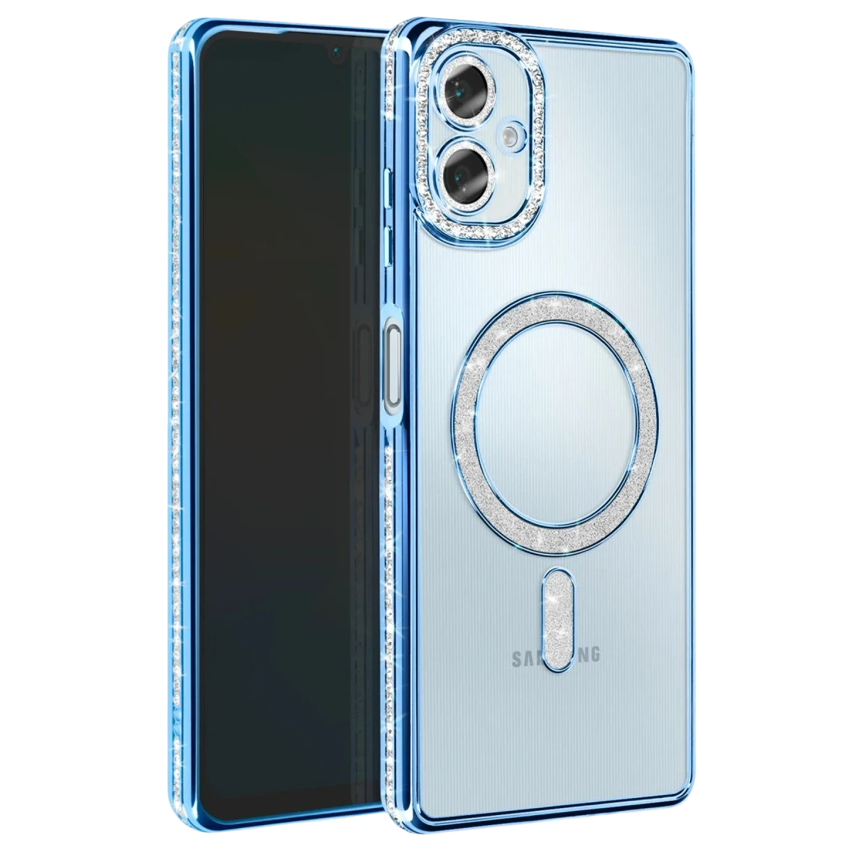 Samsung Galaxy A06 Joke Simli Magneticsafe Kılıf - Mavi