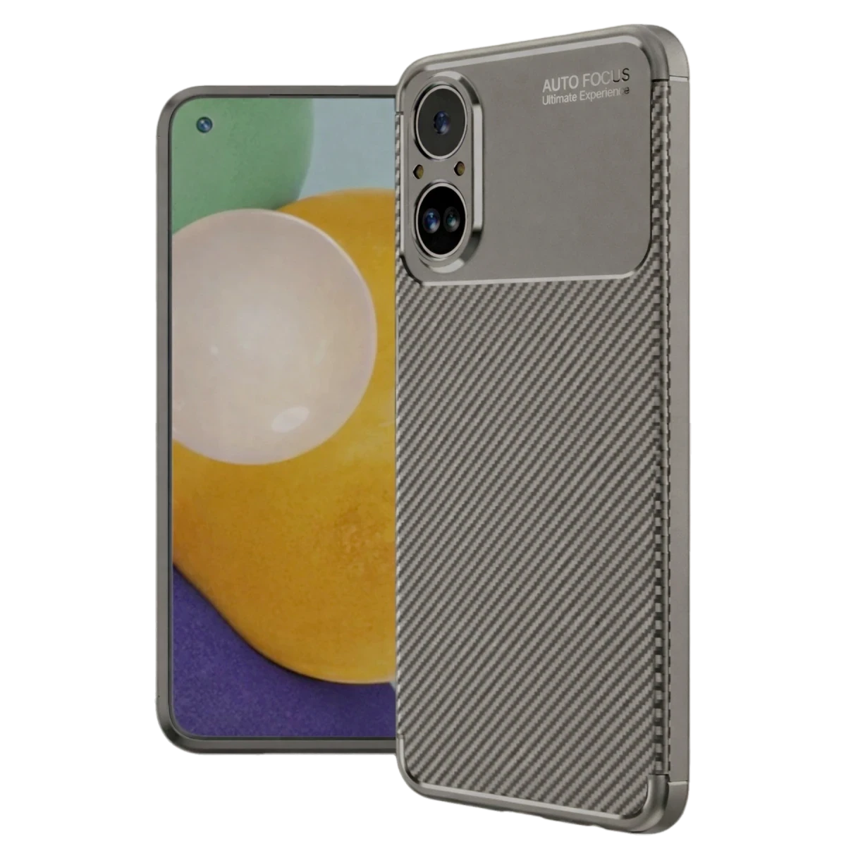 Realme 12 Lite Kılıf Auto Focus Karbon Kapak - Gri