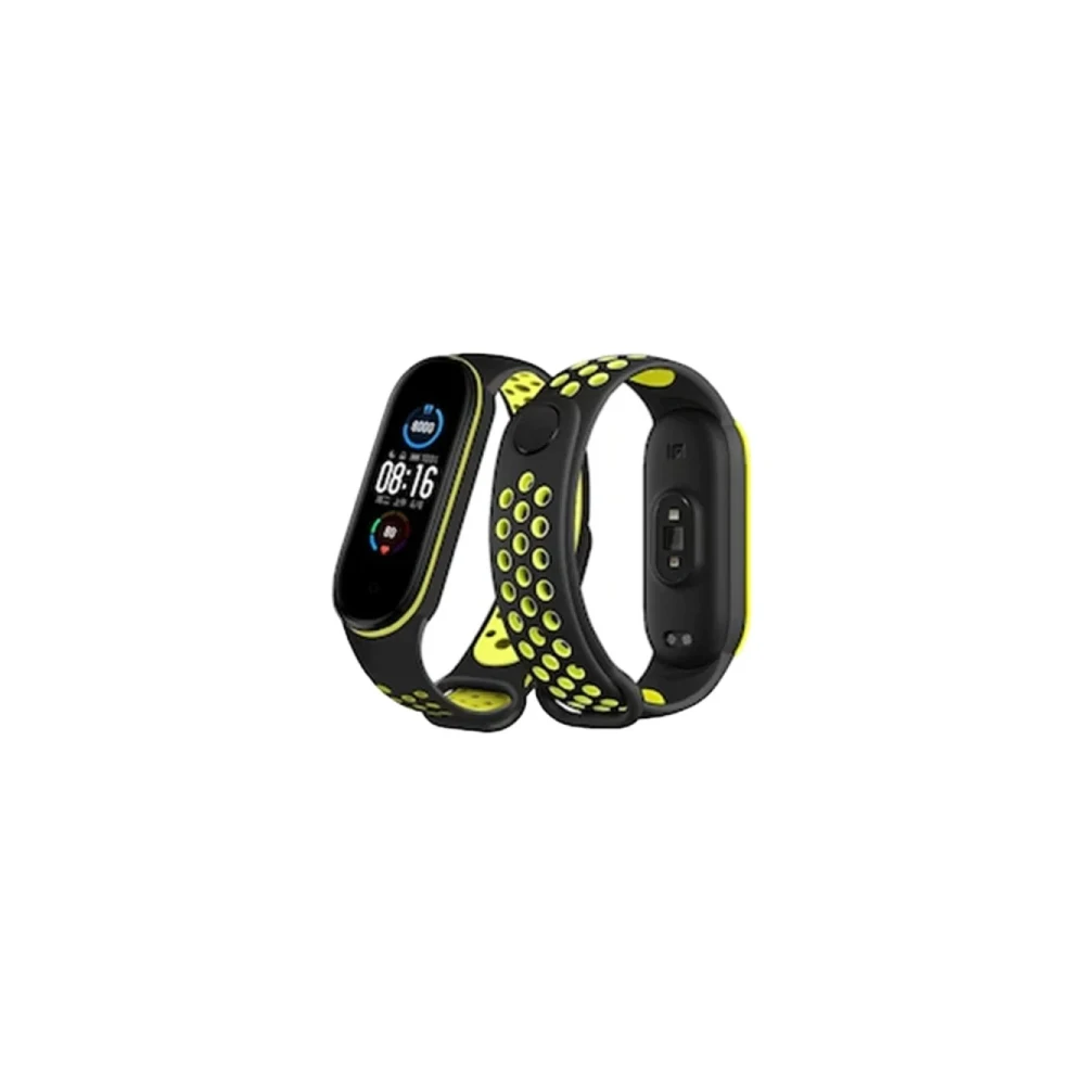 Xiaomi Mi Band 4 Spor Delikli Kordon - Siyah-Yeşil