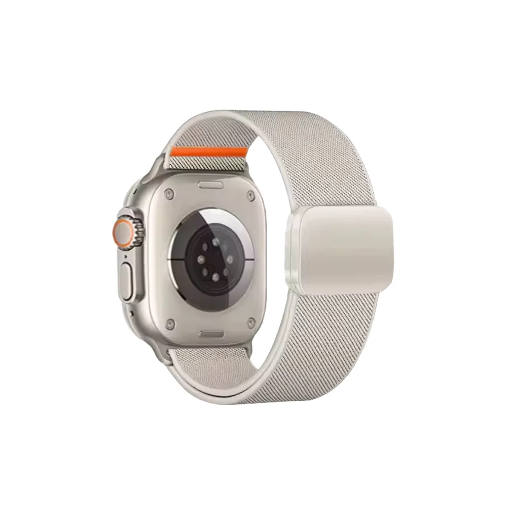Apple Watch Ultra 49mm Nylon Manyetik Kordon - Beyaz