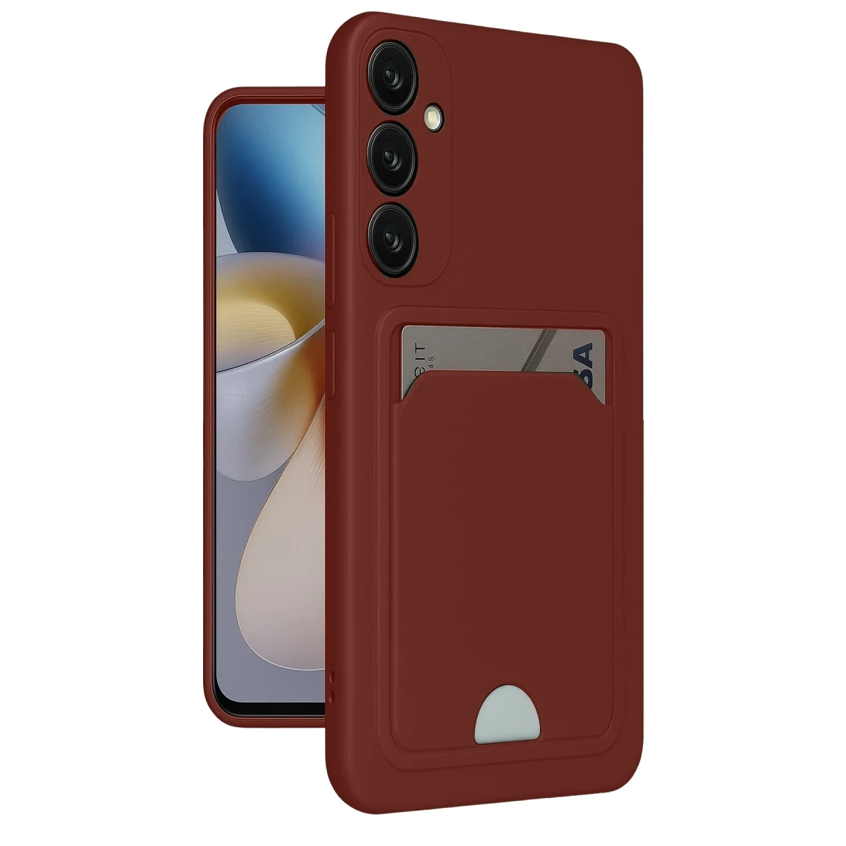 Samsung Galaxy A55 5G Kılıf Kelvin Kartvizitli Silikon - Bordo