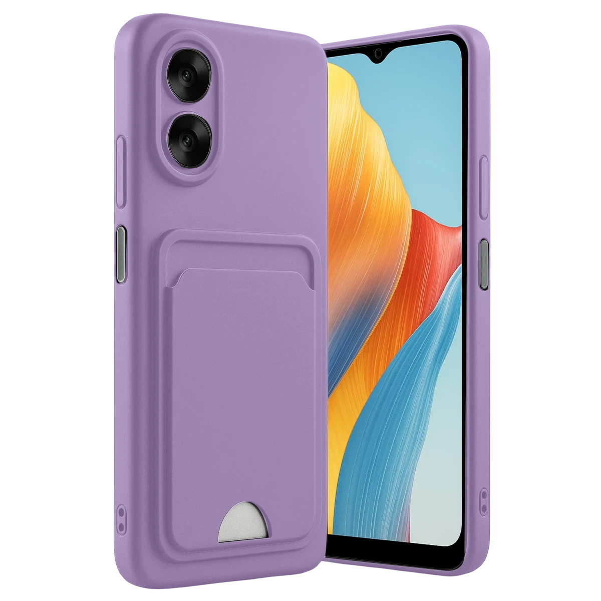 Oppo A38 Kılıf Kelvin Kartvizitli Silikon - Lila