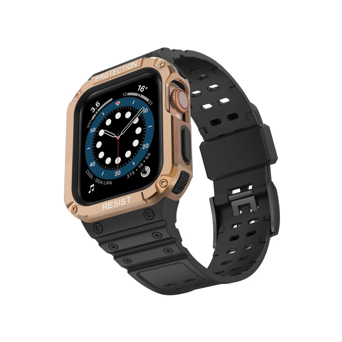 Apple Watch 42mm KR401 Silikon Kordon - Siyah-Rose