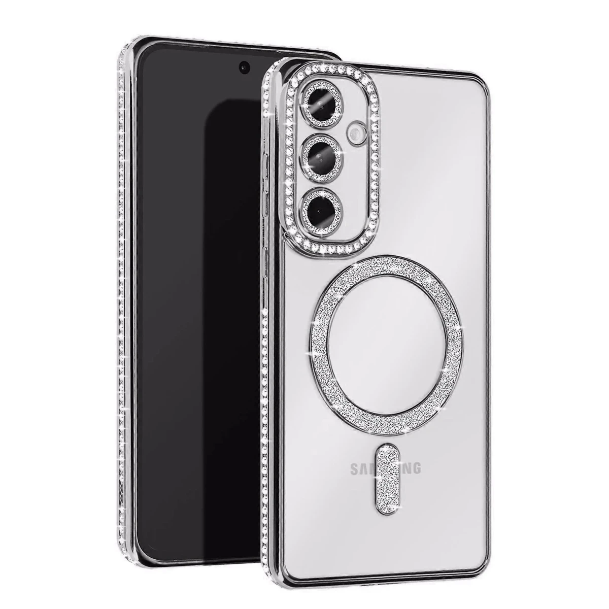 Samsung Galaxy A16 5G Joke Simli Magneticsafe Kılıf - Gümüş