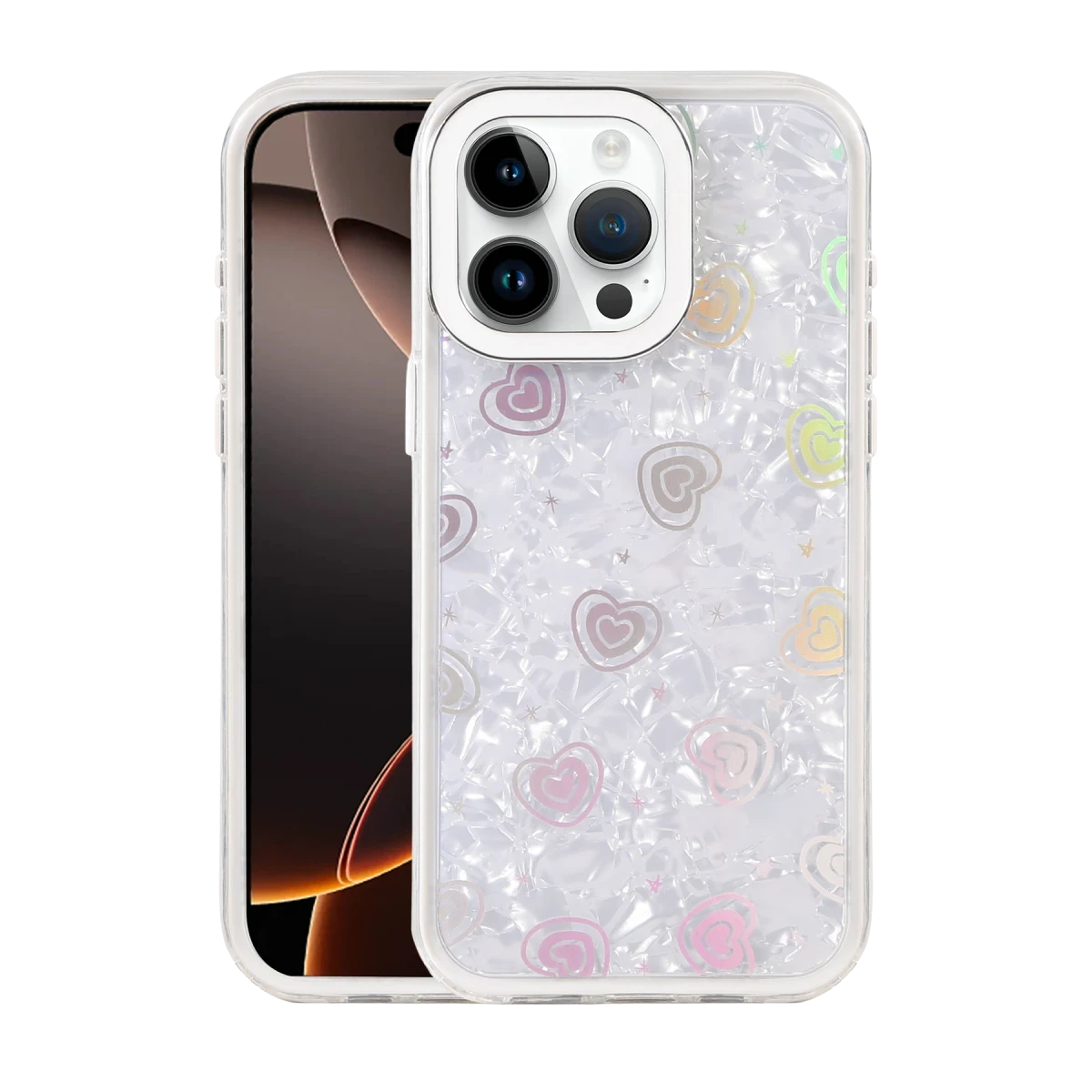 Apple iPhone 15 Pro Max Lumi Desenli Kapak - Beyaz