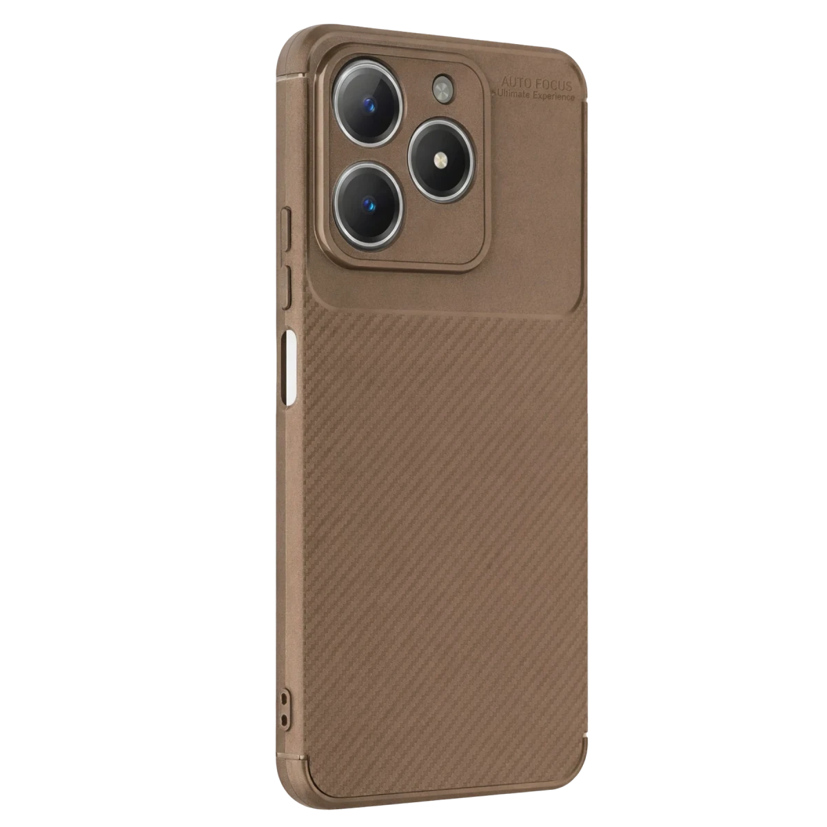 Realme C61 Kılıf Auto Focus Karbon Kapak - Kahverengi
