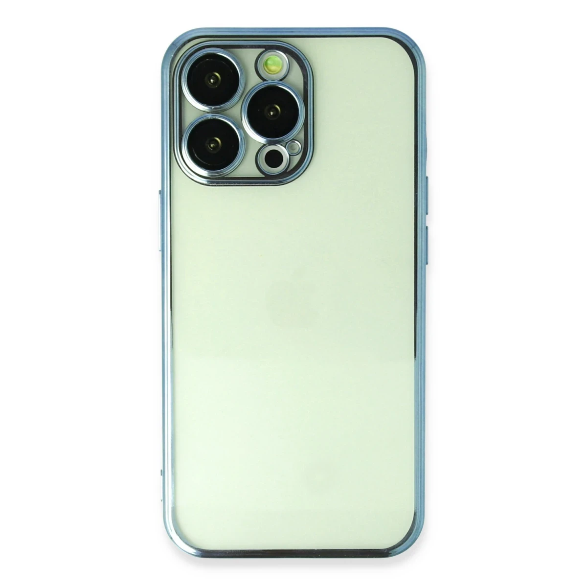 Apple iPhone 13 Pro Max Kılıf Razer Lensli Silikon - Açık Mavi
