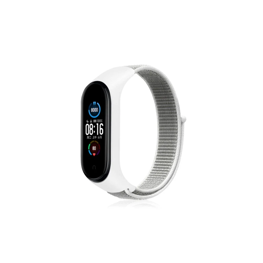 Xiaomi Mi Band 4 Hasırlı Cırtcırtlı Kordon - Beyaz