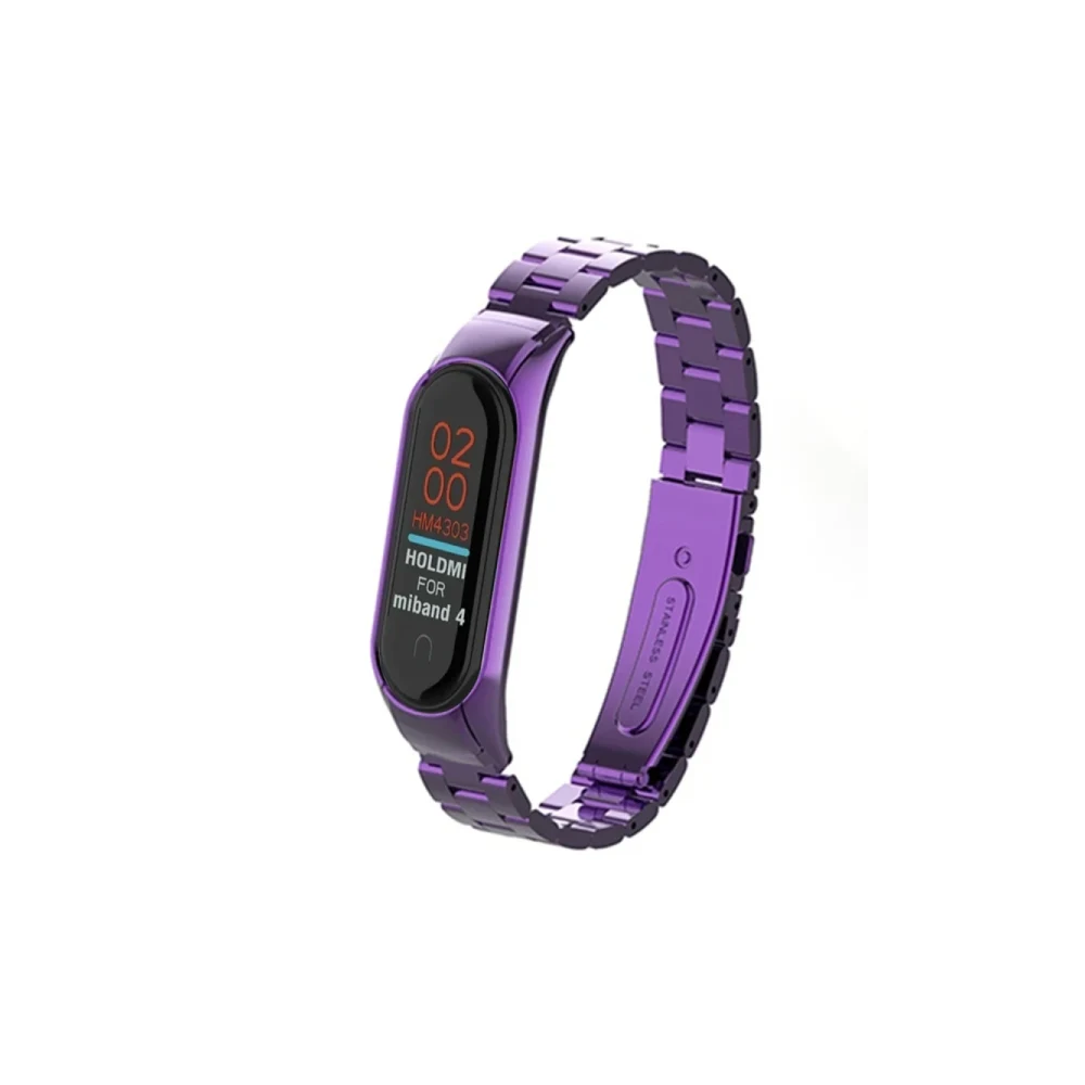 Xiaomi Mi Band 4 Metal Baklalı Kordon - Mor
