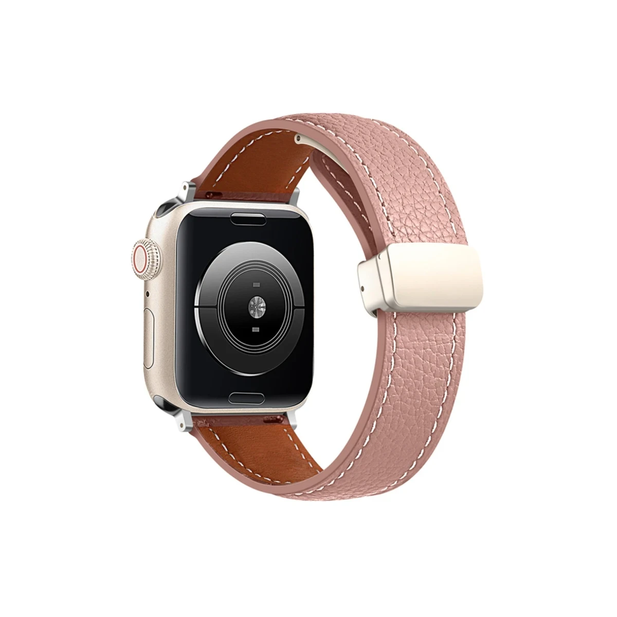 Apple Watch 42mm KR414 Daks Deri Kordon - Pembe