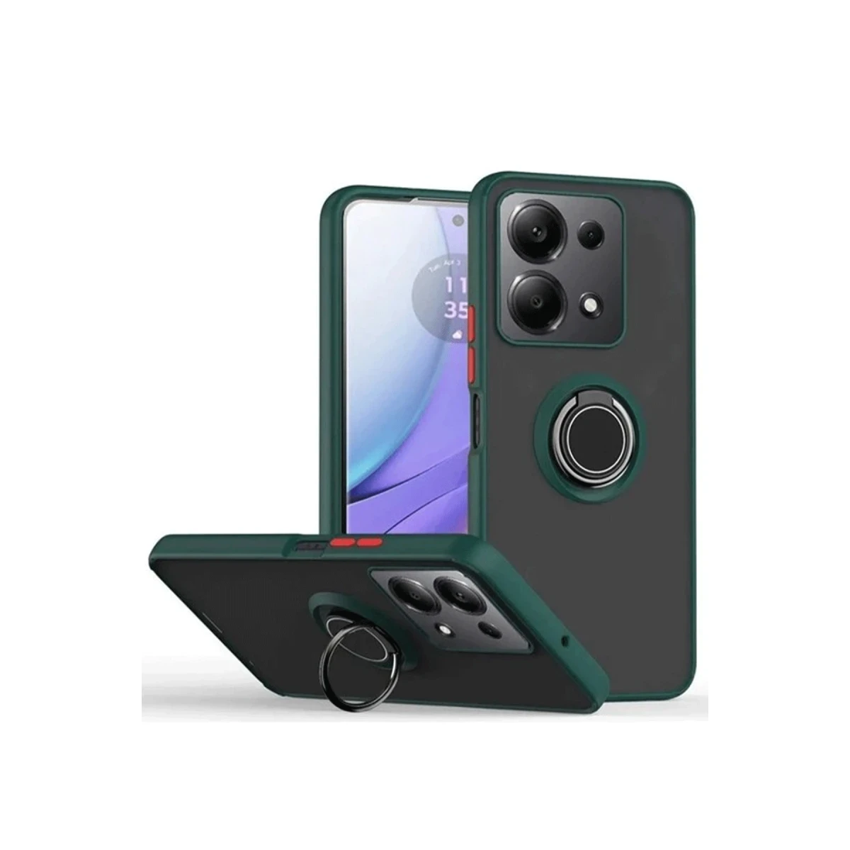 Xiaomi Redmi Note 13 Pro 5G Kılıf Montreal Yüzüklü Silikon Kapak - Yeşil