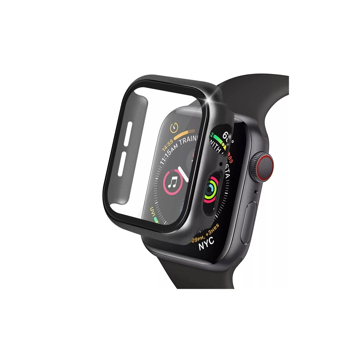 Apple Watch 38mm Camlı Kasa Ekran Koruyucu - Siyah