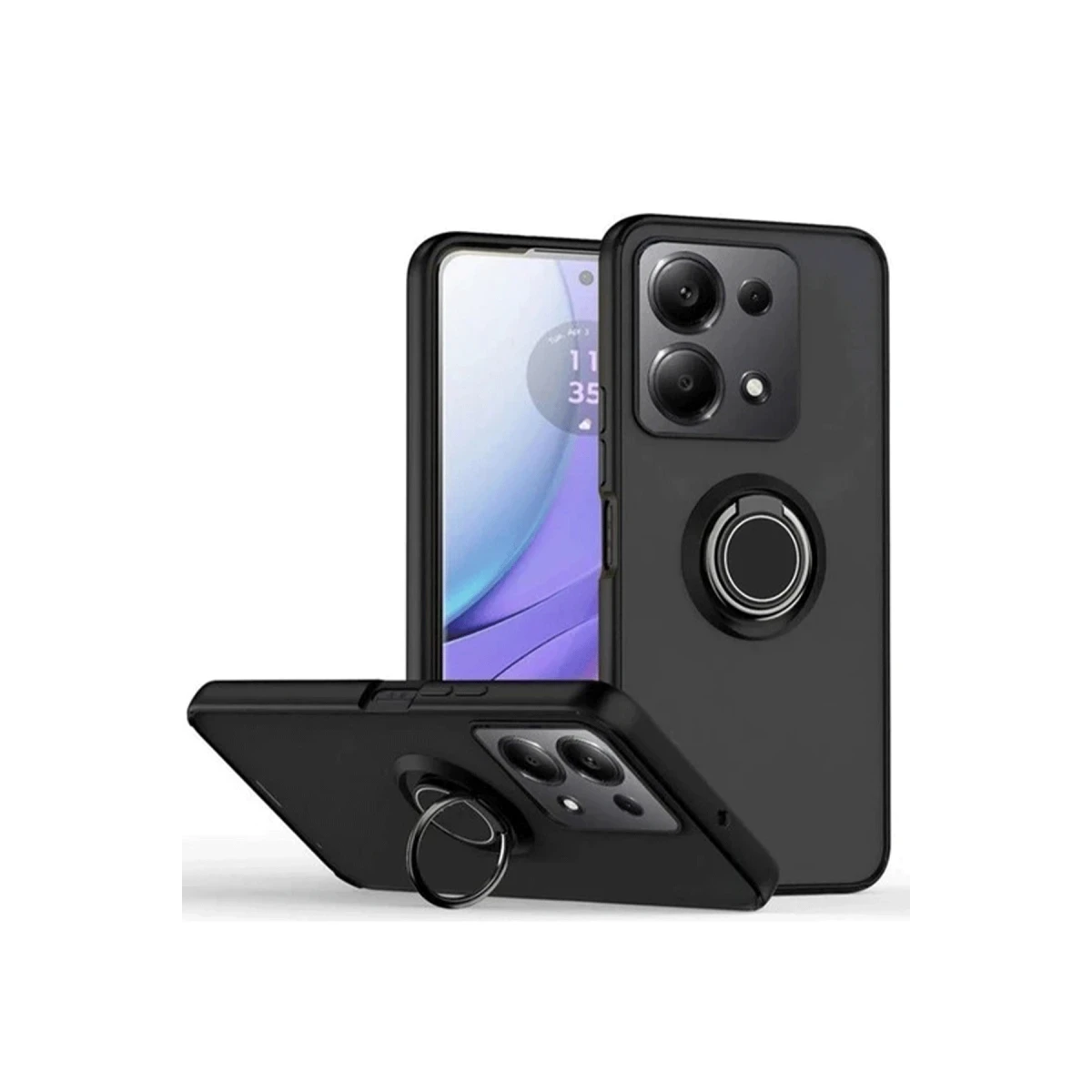 Xiaomi Redmi Note 13 Pro 4G Montreal Yüzüklü Silikon Kapak - Siyah