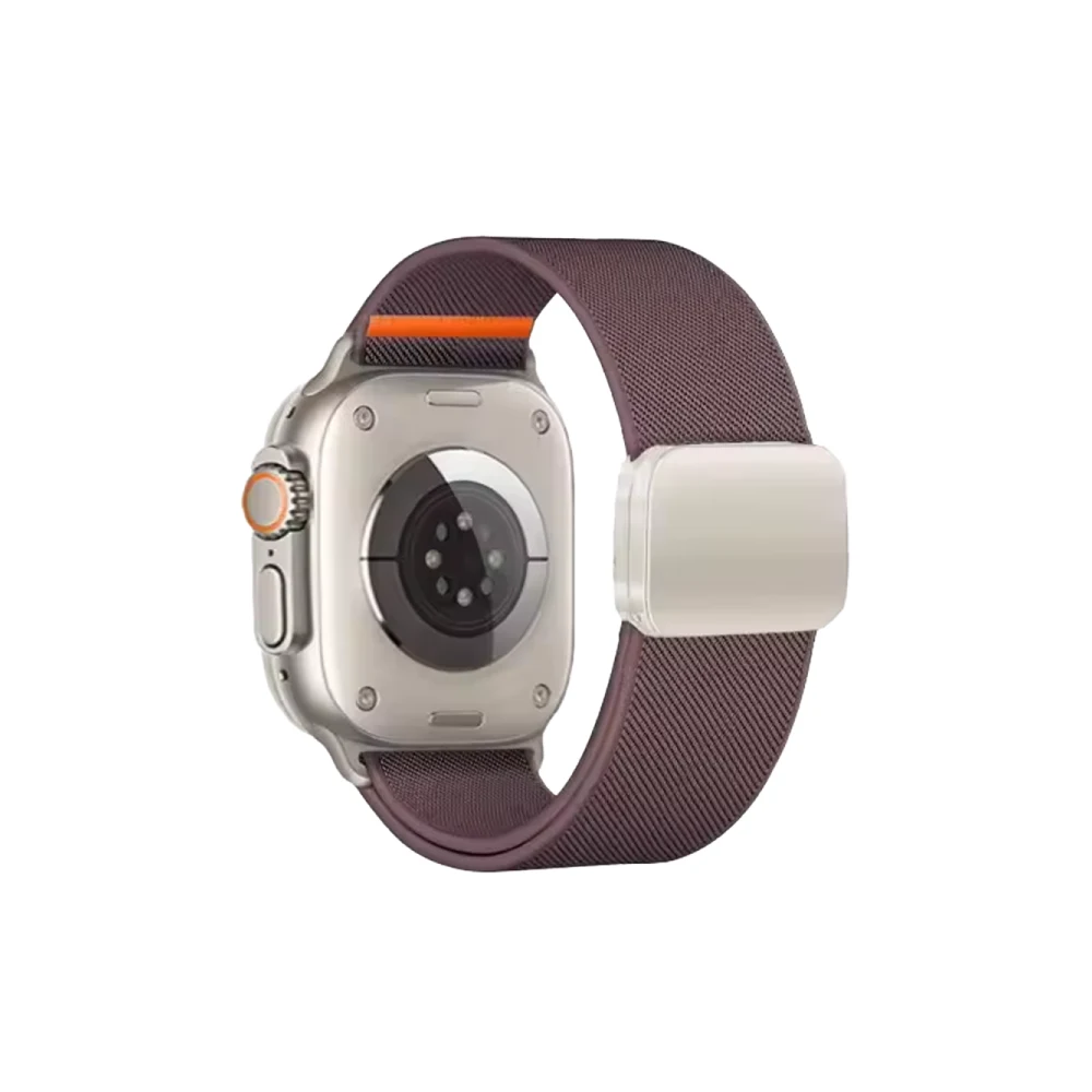 Apple Watch Ultra 49mm Nylon Manyetik Kordon - Derin Mor