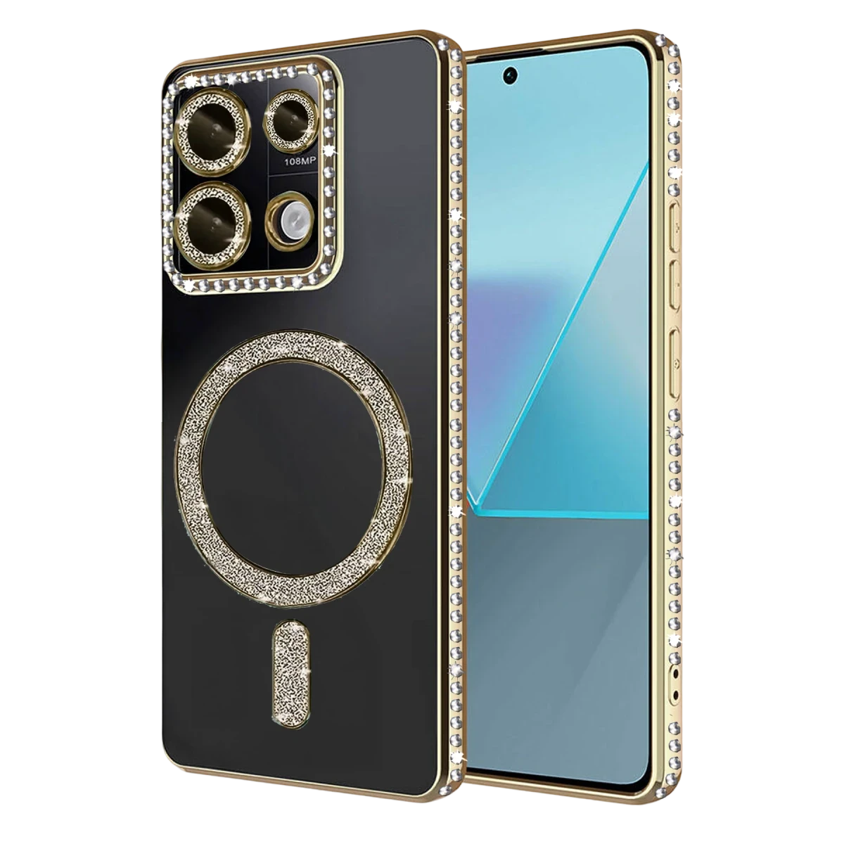 Xiaomi Redmi Note 13 Pro 4G Joke Simli Magneticsafe Kılıf - Gold