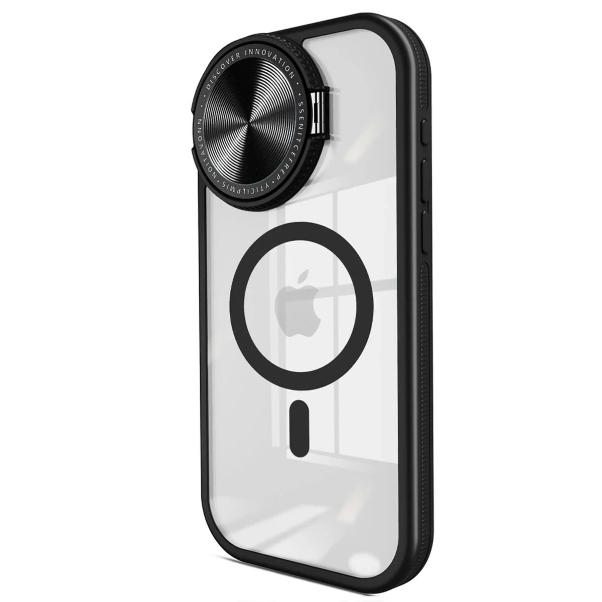 Apple iPhone 15 Pro Max Kılıf Teleskop Lens Magsafe Silikon Kapak - Siyah
