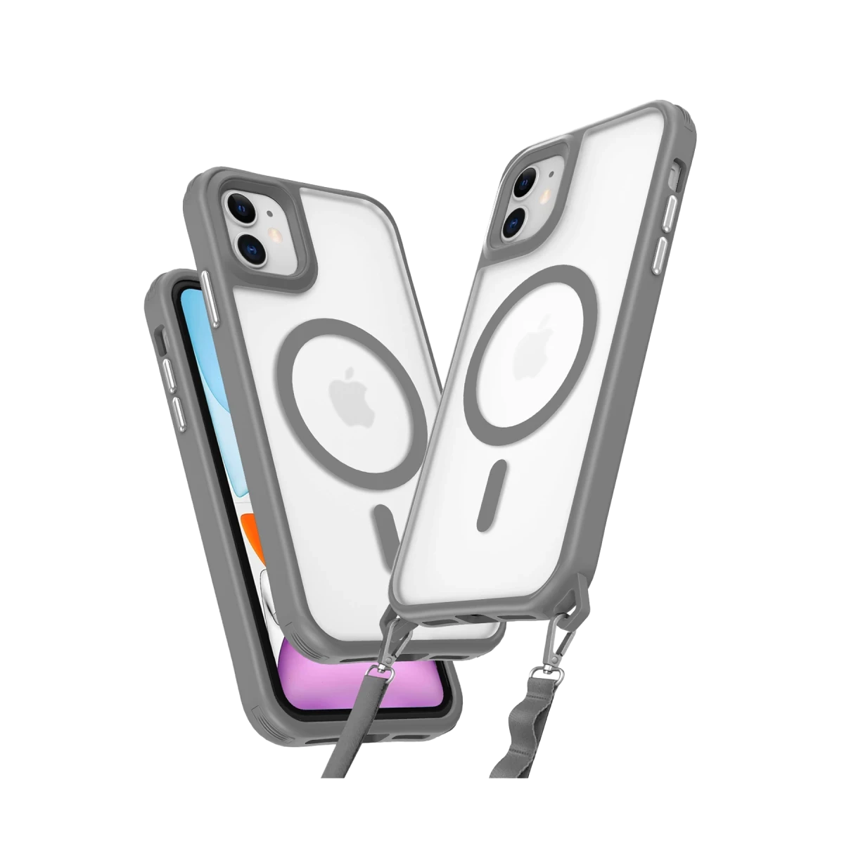 Apple iPhone 12 Kılıf Enka Magsafe Silikon Kılıf - Titan Gri
