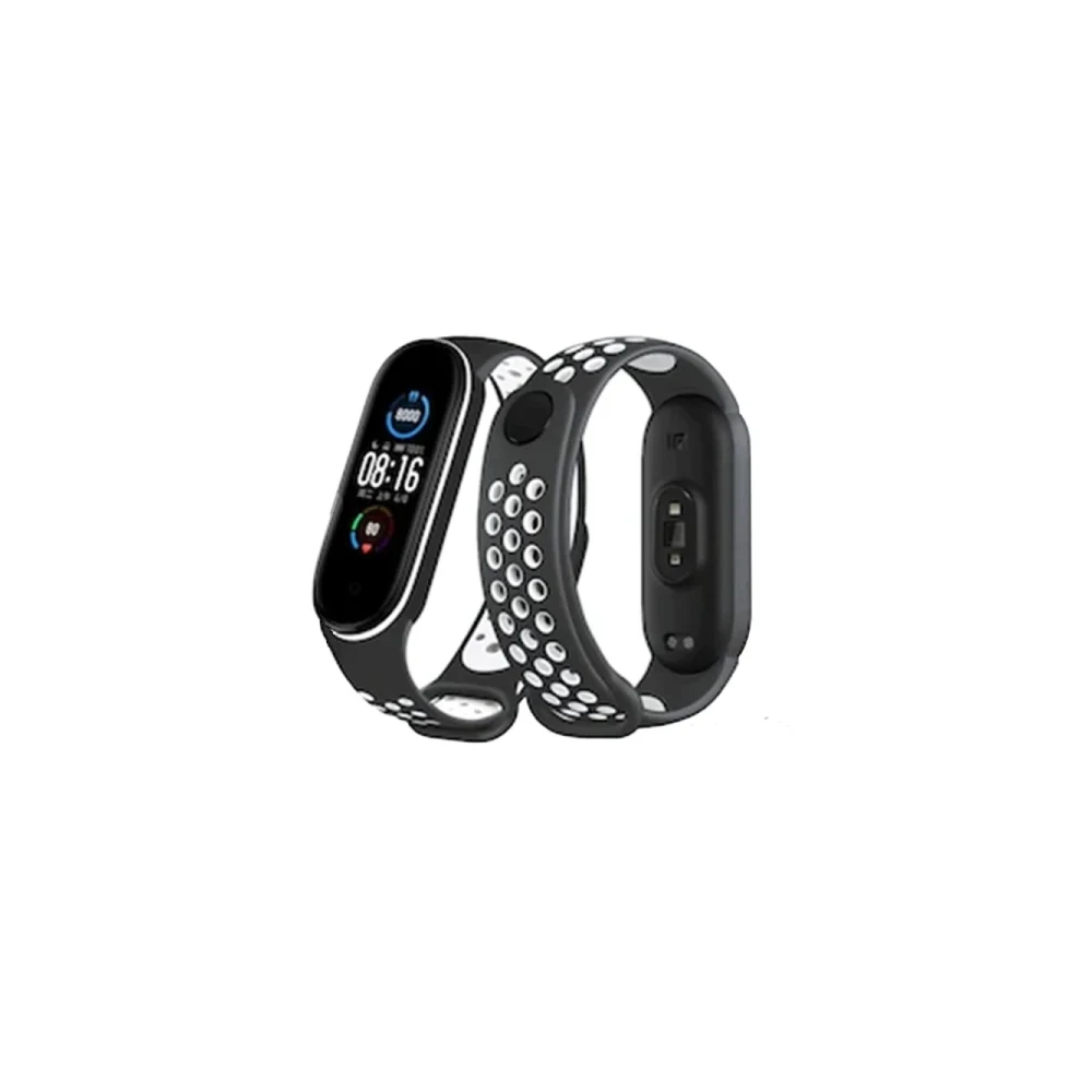 Xiaomi Mi Band 4 Spor Delikli Kordon - Siyah-Beyaz