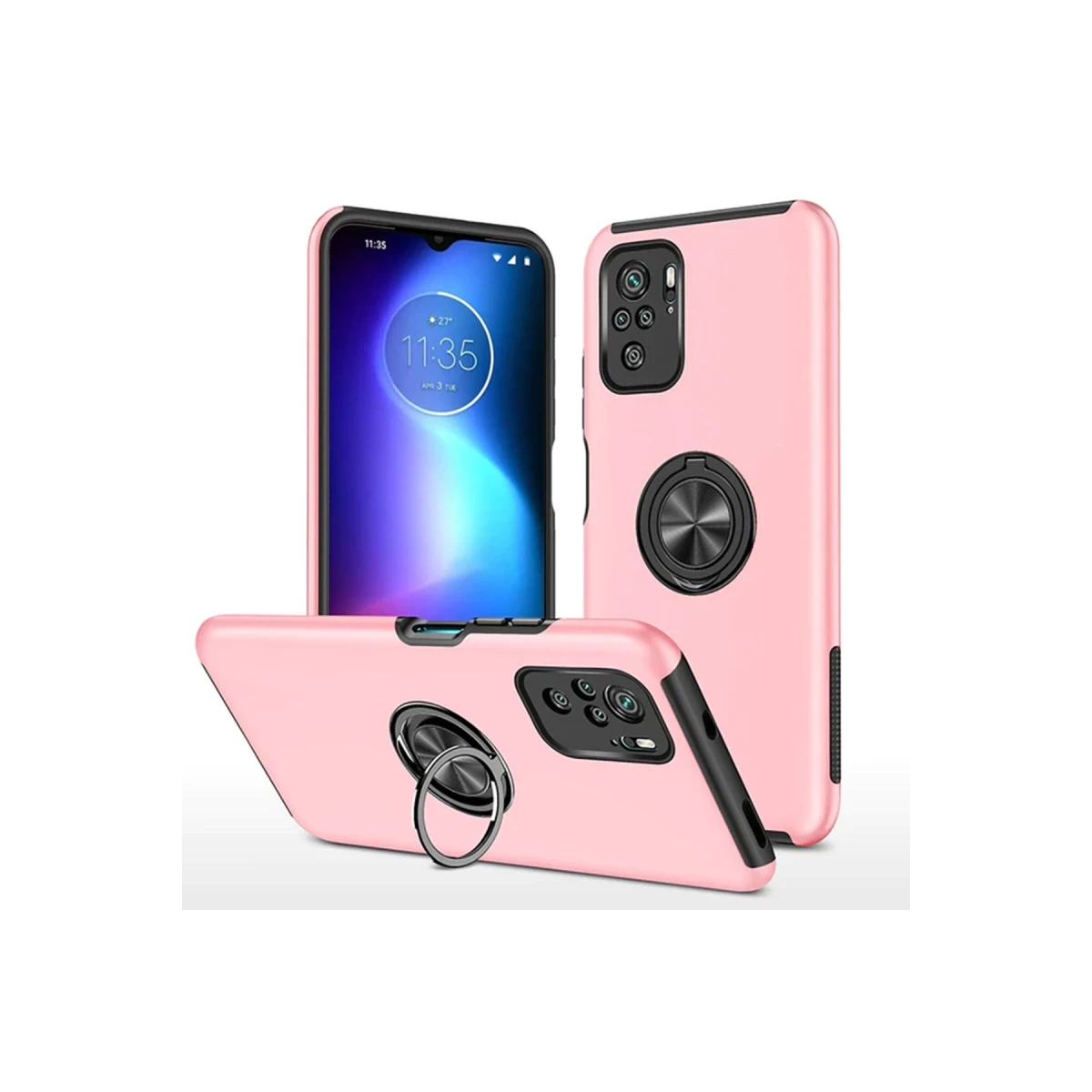 Xiaomi Poco F3 Kılıf Elit Yüzüklü Kapak - Pembe
