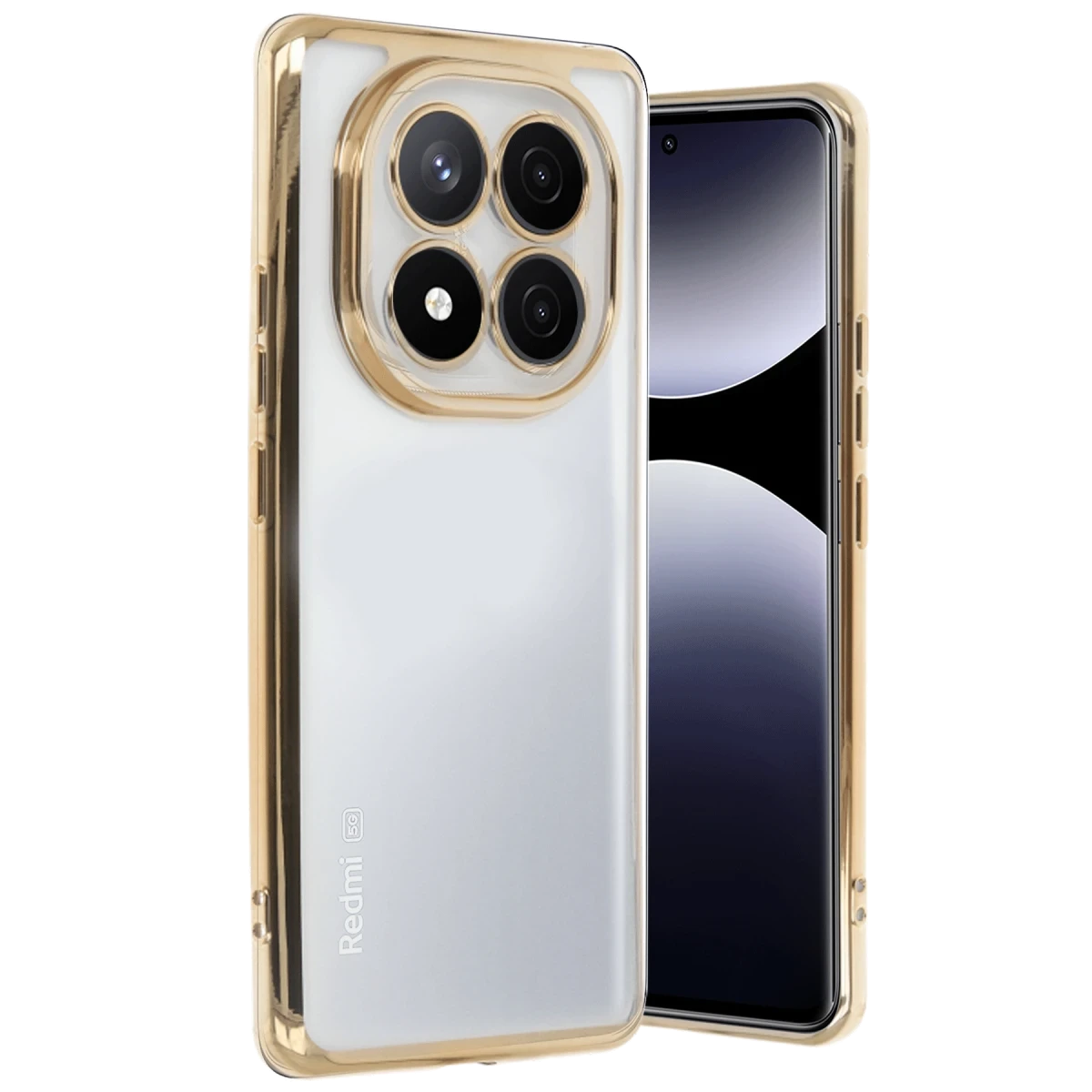 Xiaomi Redmi Note 14 Pro 4G Kılıf Razer Lensli Silikon - Gold