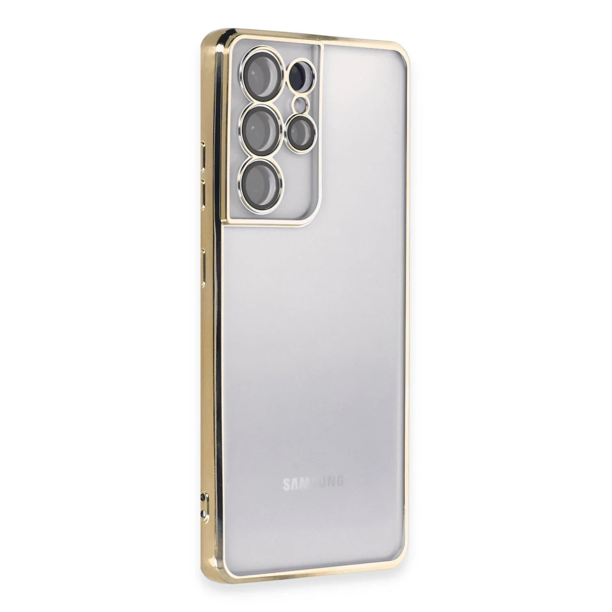 Samsung Galaxy S21 Ultra Kılıf Razer Lensli Silikon - Gold