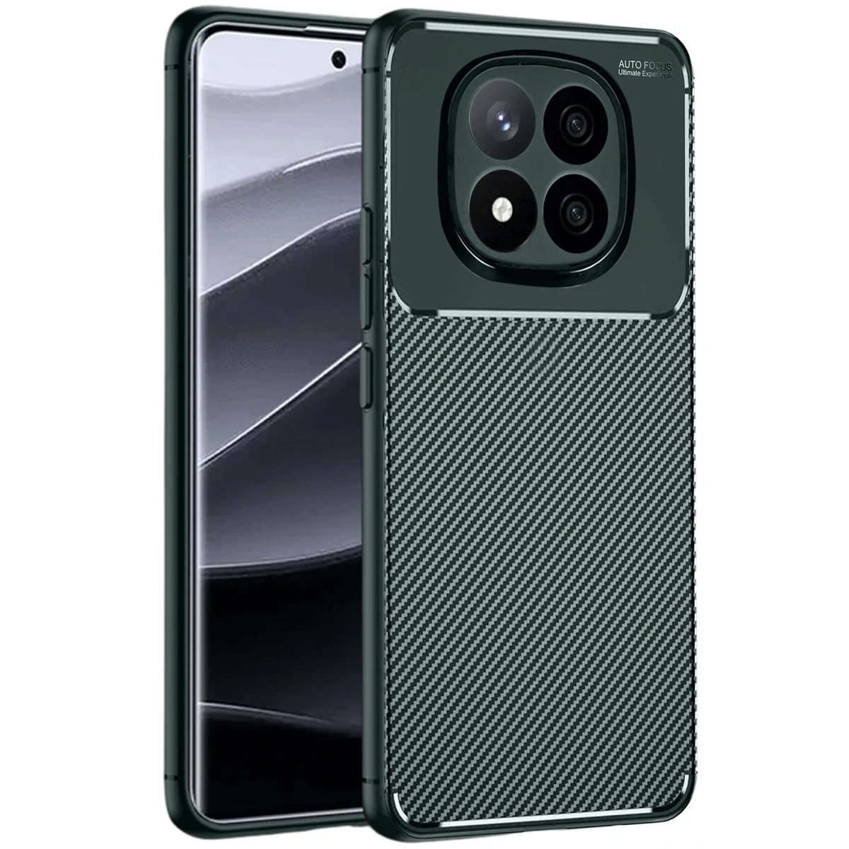 Xiaomi Redmi Note 14 Pro Plus Kılıf Auto Focus Karbon Kapak - Koyu Yeşil
