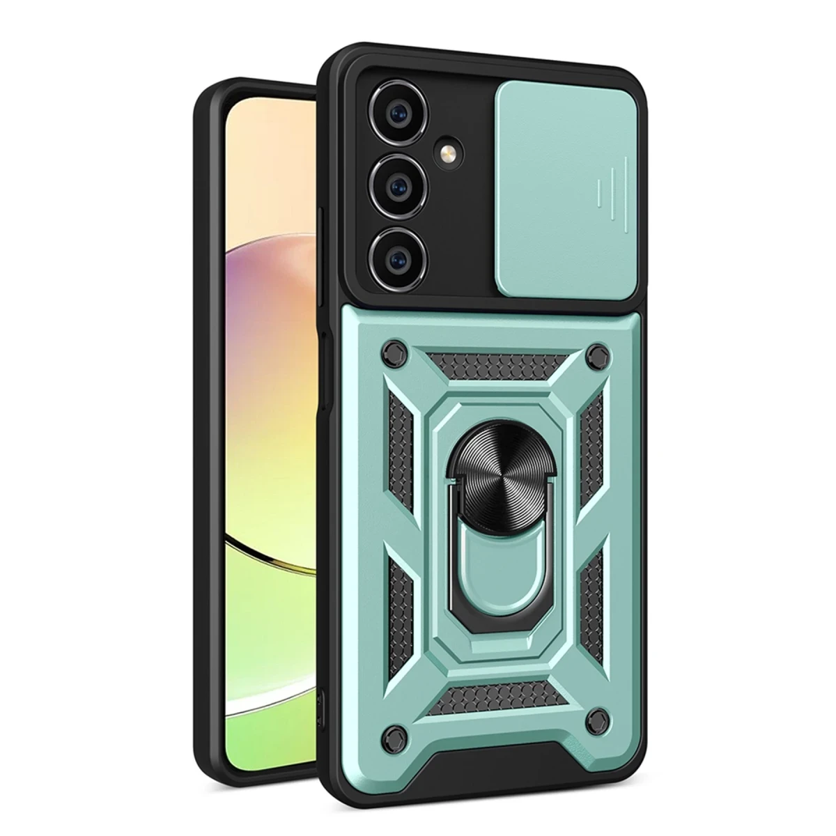 Samsung Galaxy A35 5G Kılıf Pars Lens Yüzüklü Silikon - Yeşil