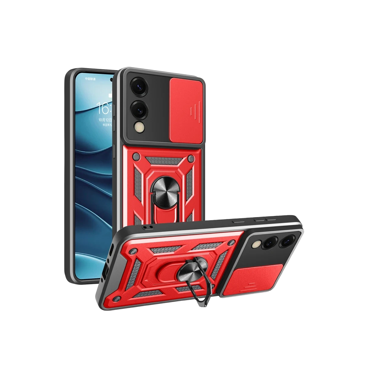 Samsung Galaxy S25 Edge Pars Lens Yüzüklü Silikon - Kırmızı