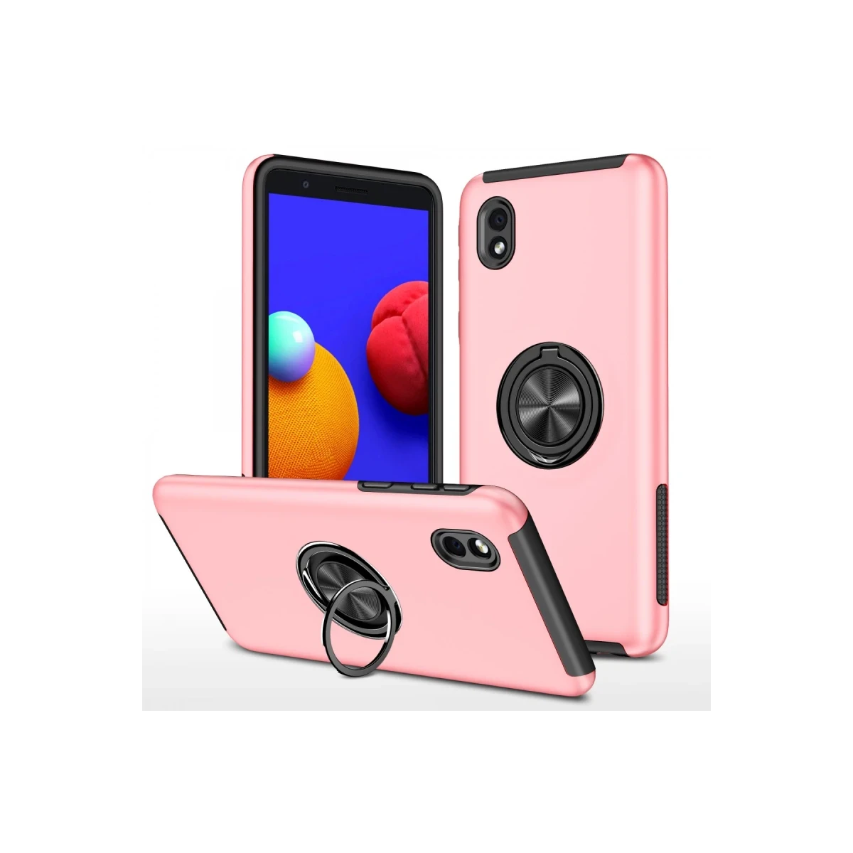 Samsung Galaxy A01 Core Kılıf Elit Yüzüklü Kapak - Pembe